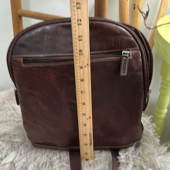 Jack Georges Voyager Convertible Distressed Backpack Crossbody Bag Brn Leather - Picture 16 of 17